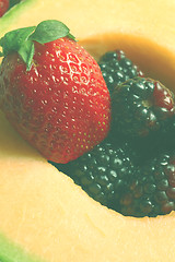 Image showing strawberry cantaloupe blackberry