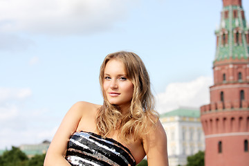 Image showing Girl and Kremlin on background