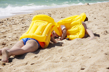 Image showing Children playing on beach