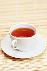 Image showing Cup of tea with lemon