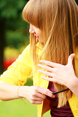 Image showing Brushing hairs