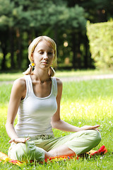 Image showing Blonde in yoga pose