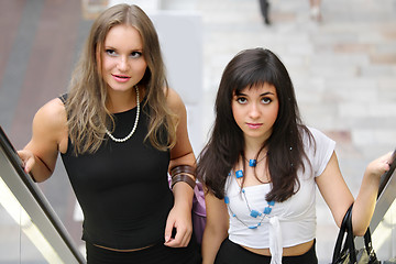 Image showing Women on escalator