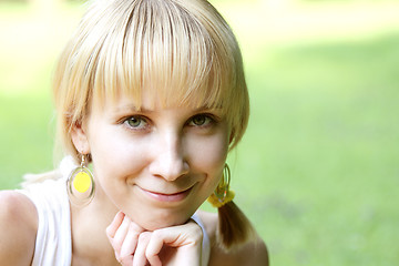 Image showing Smiling blonde woman face