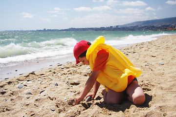 Image showing Boy playing on beach