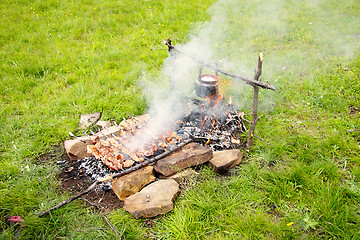 Image showing Barbecue and kettle