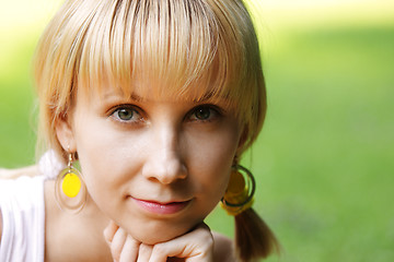 Image showing Young woman face closeup