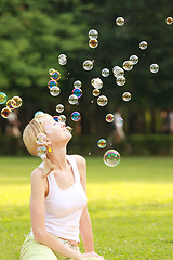 Image showing Blonde and soap bubbles