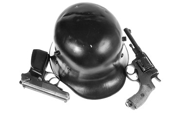 Image showing  pistols and helmet 