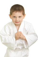 Image showing Karate boy in greeting bow