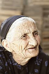 Image showing Pensive senior outdoor portrait