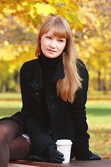 Image showing Blonde in black dress