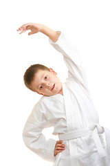 Image showing Karate boy inclining right