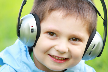 Image showing Portrait of boy in headphones