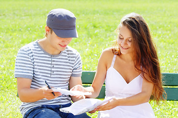 Image showing Couple on bench