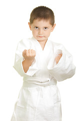 Image showing Karate boy makes fists