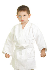 Image showing Stern karate boy