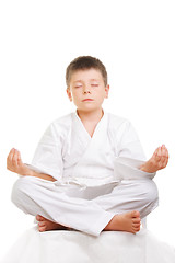 Image showing Meditating karate boy
