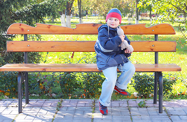 Image showing Little boy with teddy