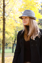Image showing Woman in autumn park