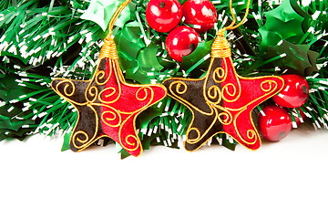 Image showing Christmas decorations on white backgroun