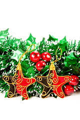 Image showing Christmas decorations on white backgroun