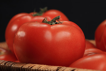 Image showing Tomatoes in basket closeup