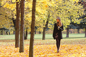 Image showing Blonde walking in park