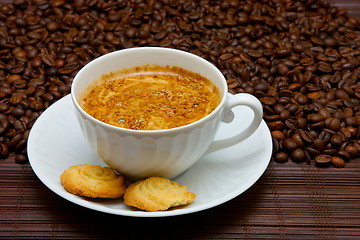 Image showing Coffee cup and grain