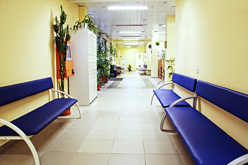 Image showing Blue benches