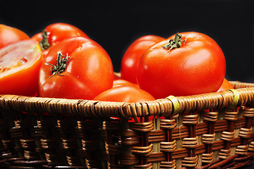 Image showing Ripe tomatoes in basket