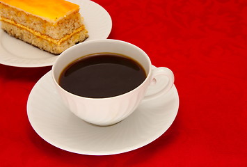 Image showing Coffee cup over red background