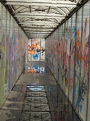 Image showing Footbridge with graffiti