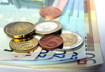 Image showing Euro coins and notes