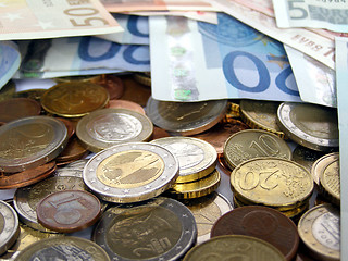 Image showing Euro coins and notes