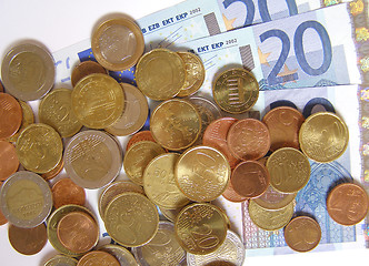 Image showing Euro coins and notes