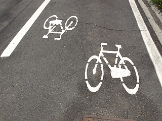 Image showing Bike lane sign