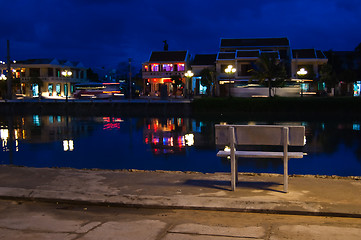 Image showing Small town skyline at night