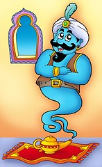 Image showing Genie from lamp on carpet