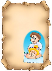 Image showing Parchment with cartoon massager