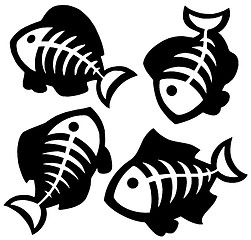 Image showing Various fishbones silhouettes