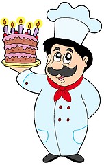 Image showing Cartoon chef with cake