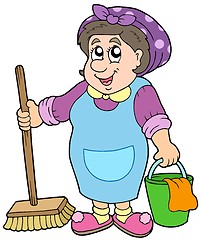 Image showing Cartoon cleaning lady