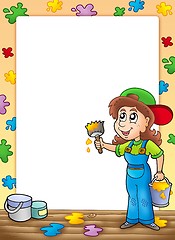 Image showing Frame with cute house painter