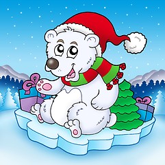 Image showing Cute Christmas bear with gifts