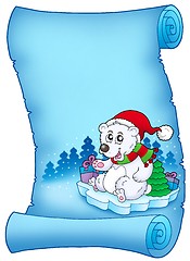 Image showing Blue parchment with Christmas bear