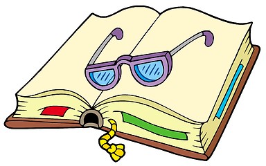 Image showing Open book with glasses