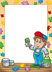 Image showing Frame with cartoon house painter