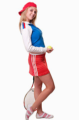 Image showing Young attractive caucasian twenties woman tennis player