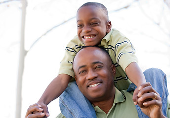 Image showing African American Man and Child Having Fun